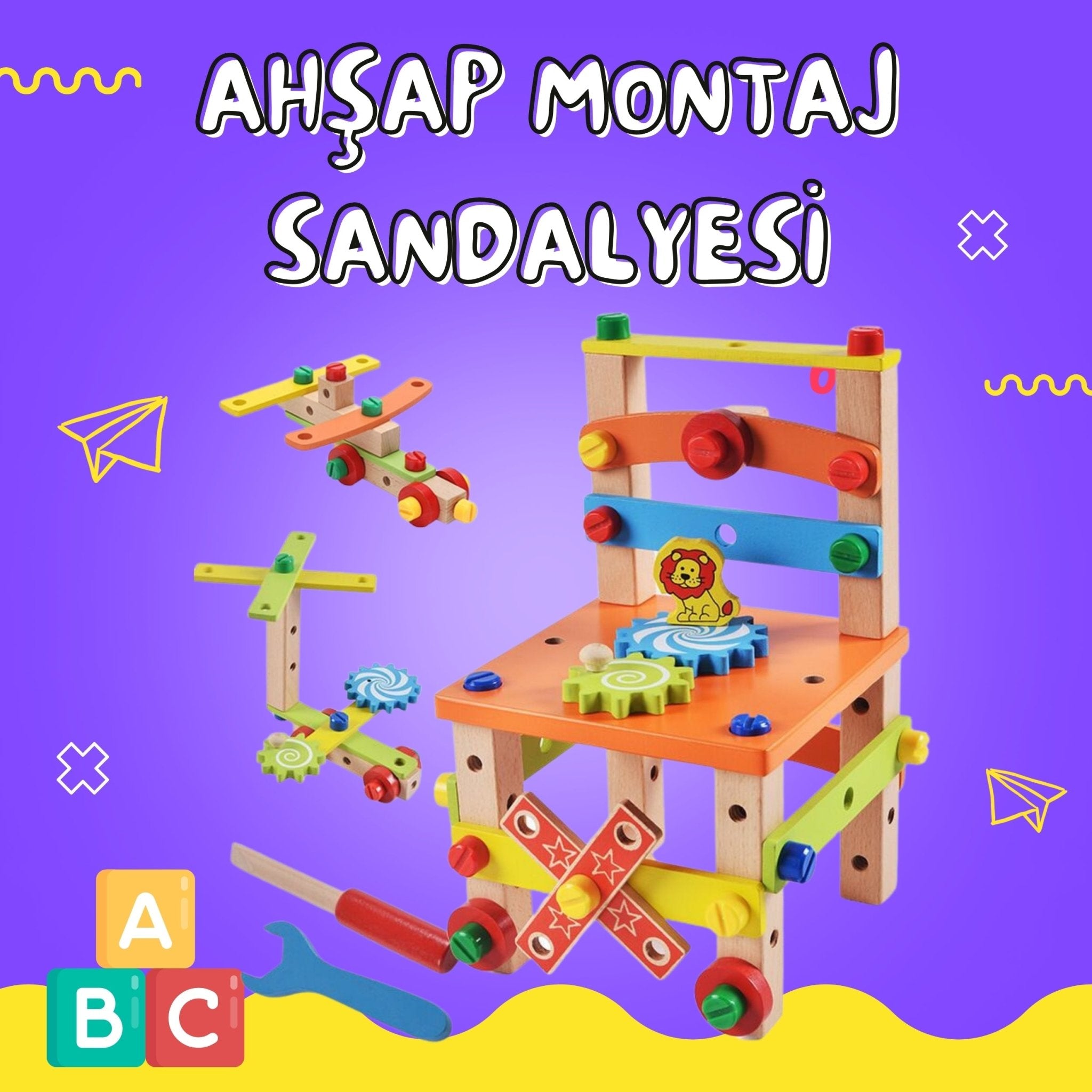 Eğitici Ahşap Montaj Sandalyesi Çok Fonksiyonlu - Montessori Genom - #montessorigenomtr# - montessoritr - montessori